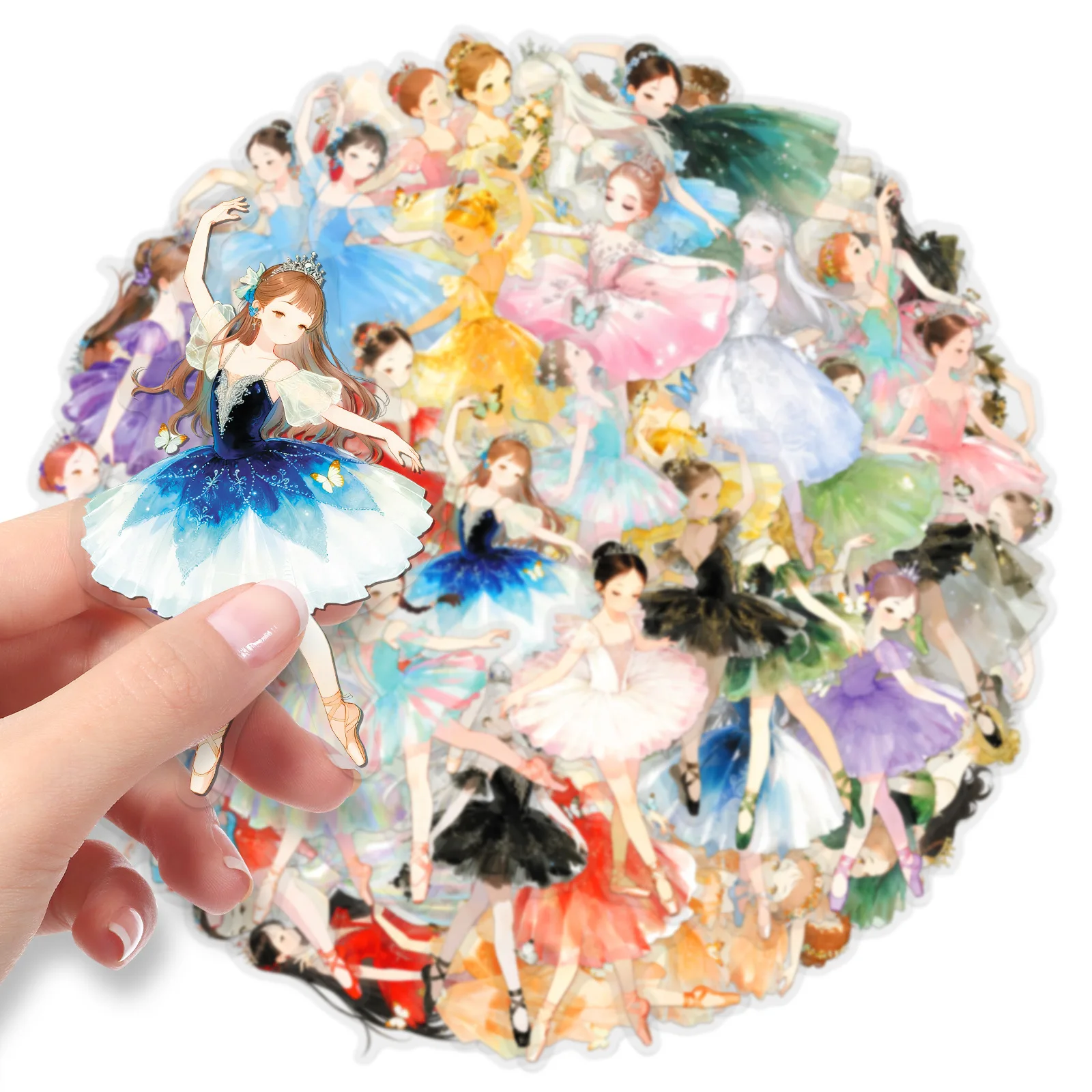 50 pezzi ballerina ragazza cartone animato adesivi ragazza carina decorazione trasparente giocattoli fai da te laptop chitarra auto bici skateboard graffiti decalcomania