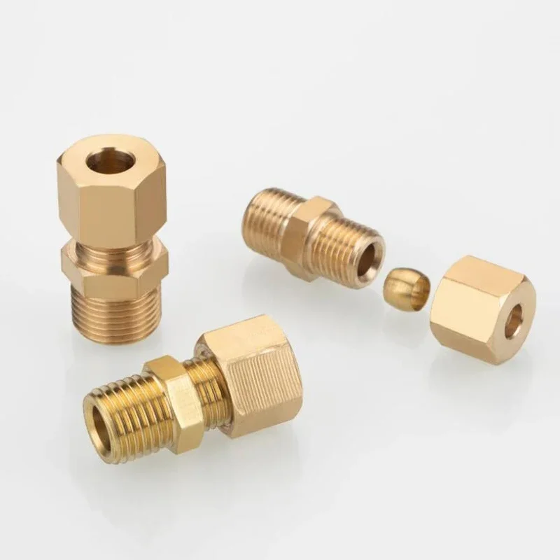 Messing-Kompressionsrohrverbinder 1/8-1/2" Außengewinde Ferrule-Verbinder für Kupferrohr, Luftbefeuchter, Textilmaschinen – Detail 5