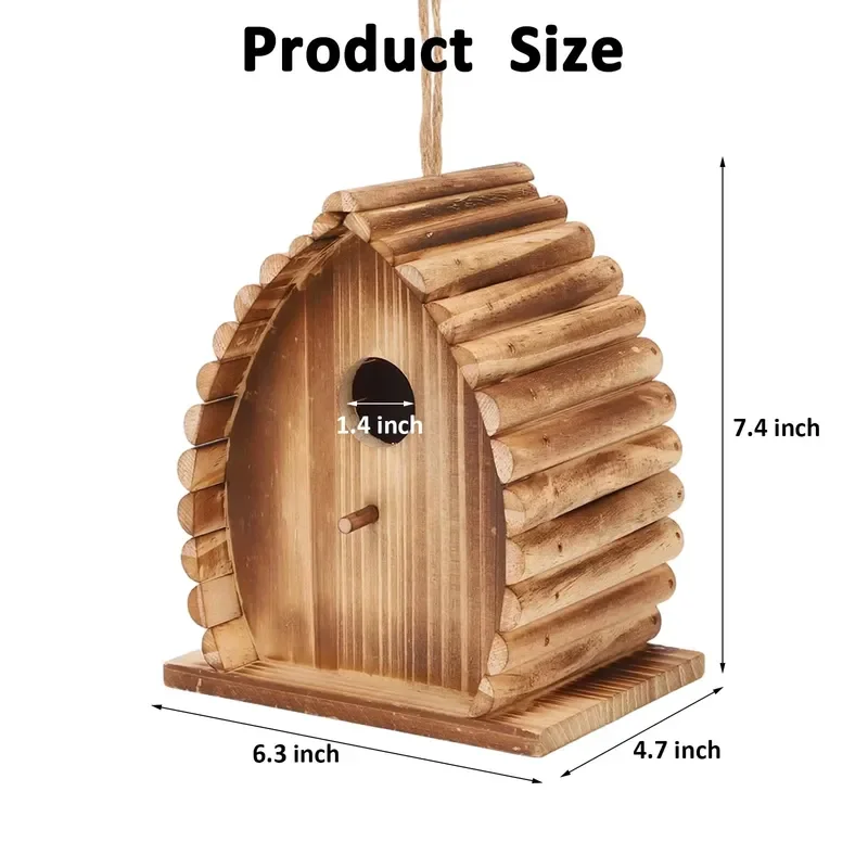 Wooden Outdoor Hanging Birdhouse Small Size for Hummingbirds Bluebirds Goldfinches Thrushes Red Birds Backyard Decoration