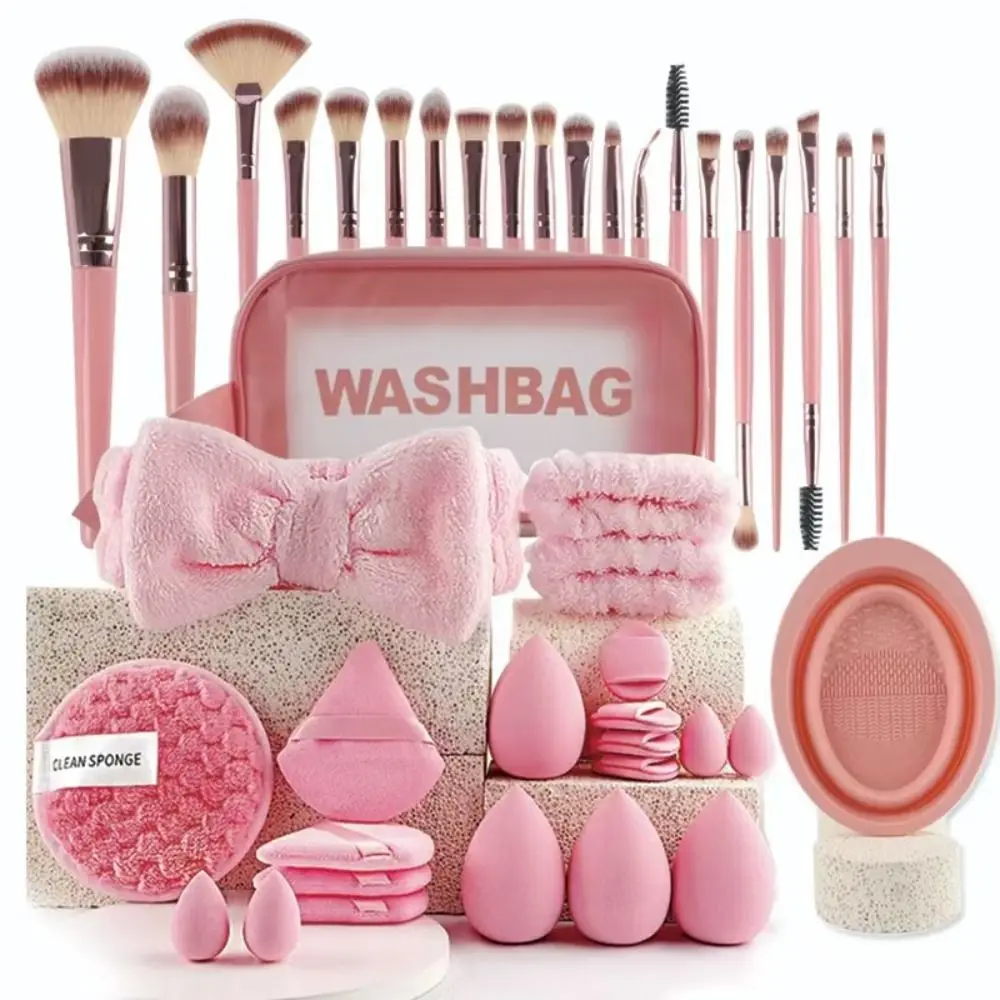 Zachte 20/40-delige make-up gereedschapsset Professioneel comfortabel reinigingsgereedschap Hoofdband Polsband Oogschaduw Blush