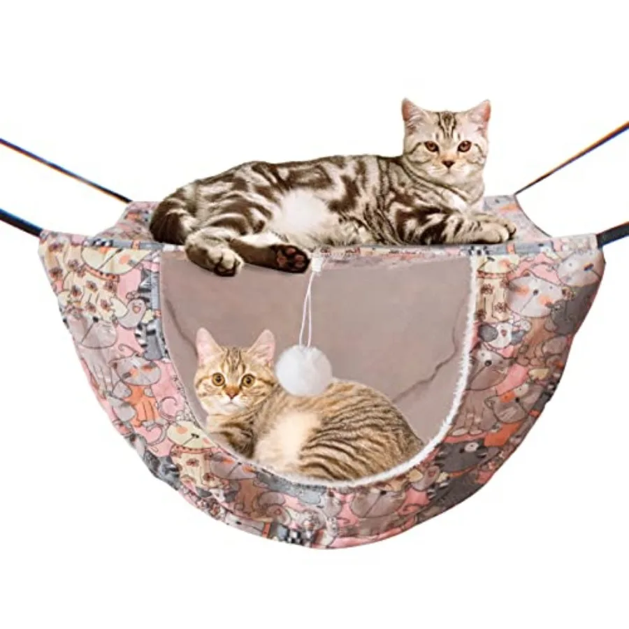 

Cat Cage Hammock, Double Layer Hanging Adjustable Soft Pet Bed Suitable for Kitten Ferret Puppy Rabbit or Small Pet, Hanging Be