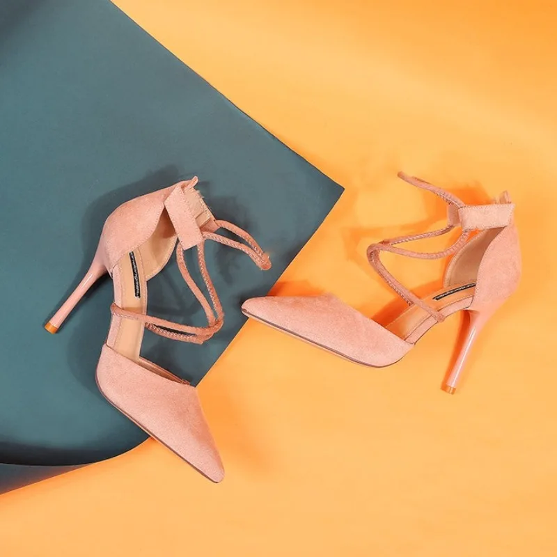 Women's Pumps Summer Sexy Pointed High Heels Suede Thin Heel Shallow Mouth Women's Shoes Fashion Banquet Shoes Zapatos De Mujer