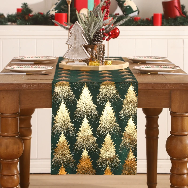 Christmas Tree Decoration Table Runner Christmas Stocking Kitchen Party Holiday New Year Decoration Dinner Dresser Tablecloth