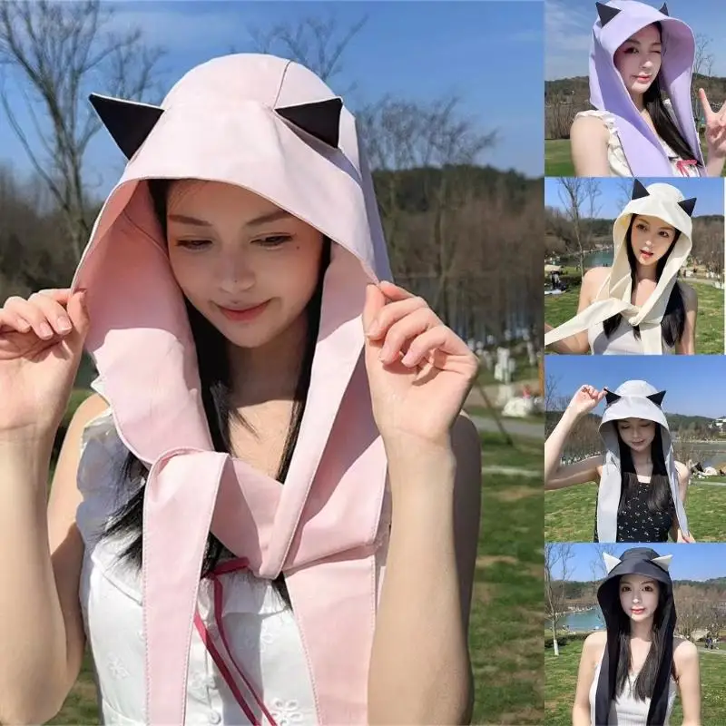 

39BC Creatve Devil Ear Sun Hat Bag Hat For Fashionable Women Travel and Vacation Wear