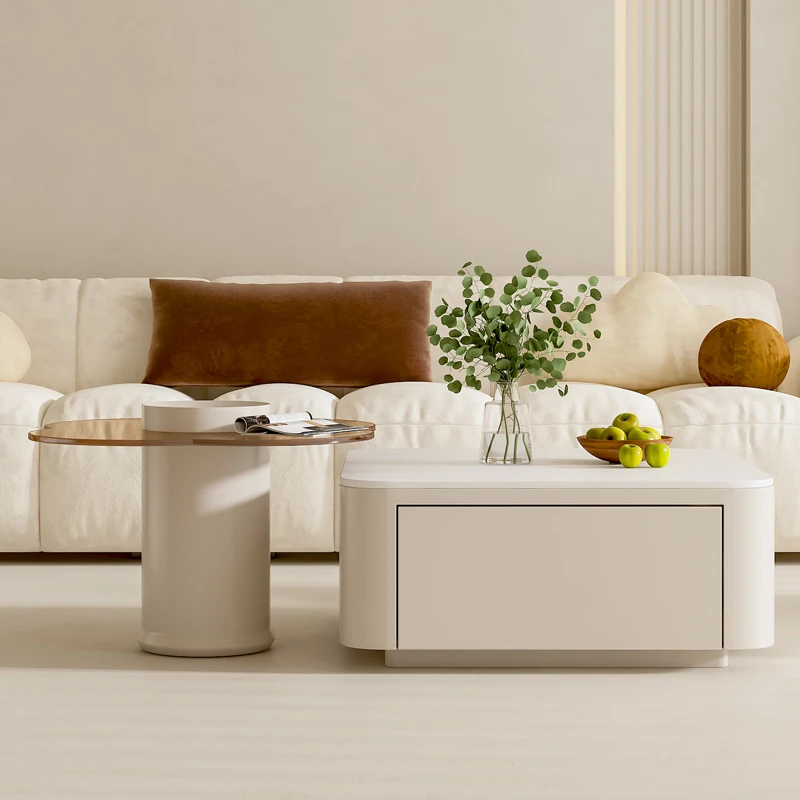 Cream Wind Rock Board Coffee Table Living Room Household Small Apartment Creative Side Table Combination