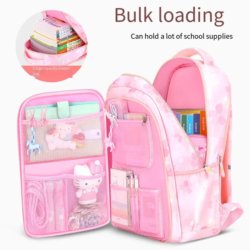 

Детский рюкзак Kuromi Hello Kitty Sanrio: Новая школьная сумка для девочек, милый легкий ранец с аниме-персонажами