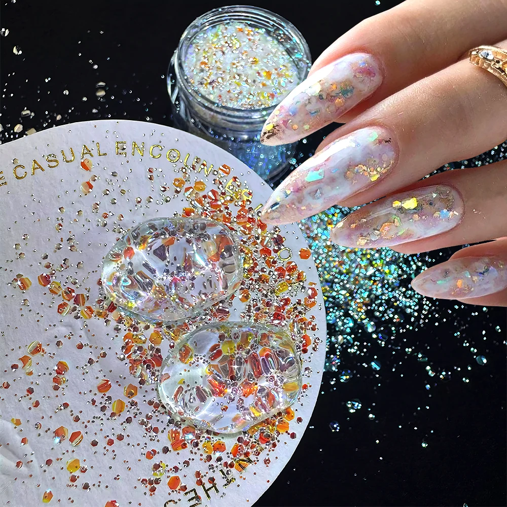 

10g/jar Neon Mermaid Nail Sequins Flakes Ultra-thin Hexagon Laser Flashing Nail Glitter Flakes Metallic Highlights Nail Powder