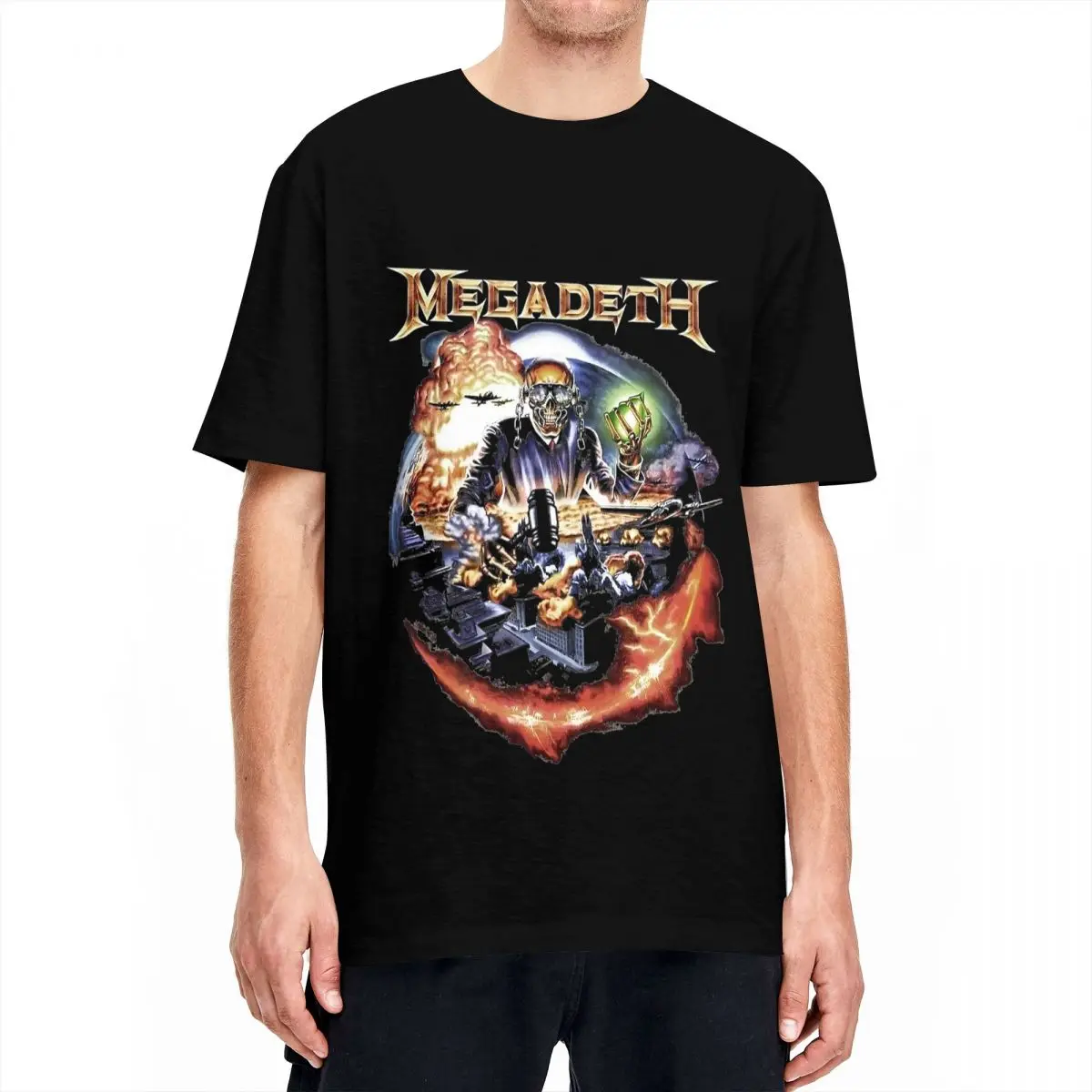 Vintage Megadeths Rust In Peace Tshirts Men Cotton Short Sleeve Crewneck Summer Tops Shirts