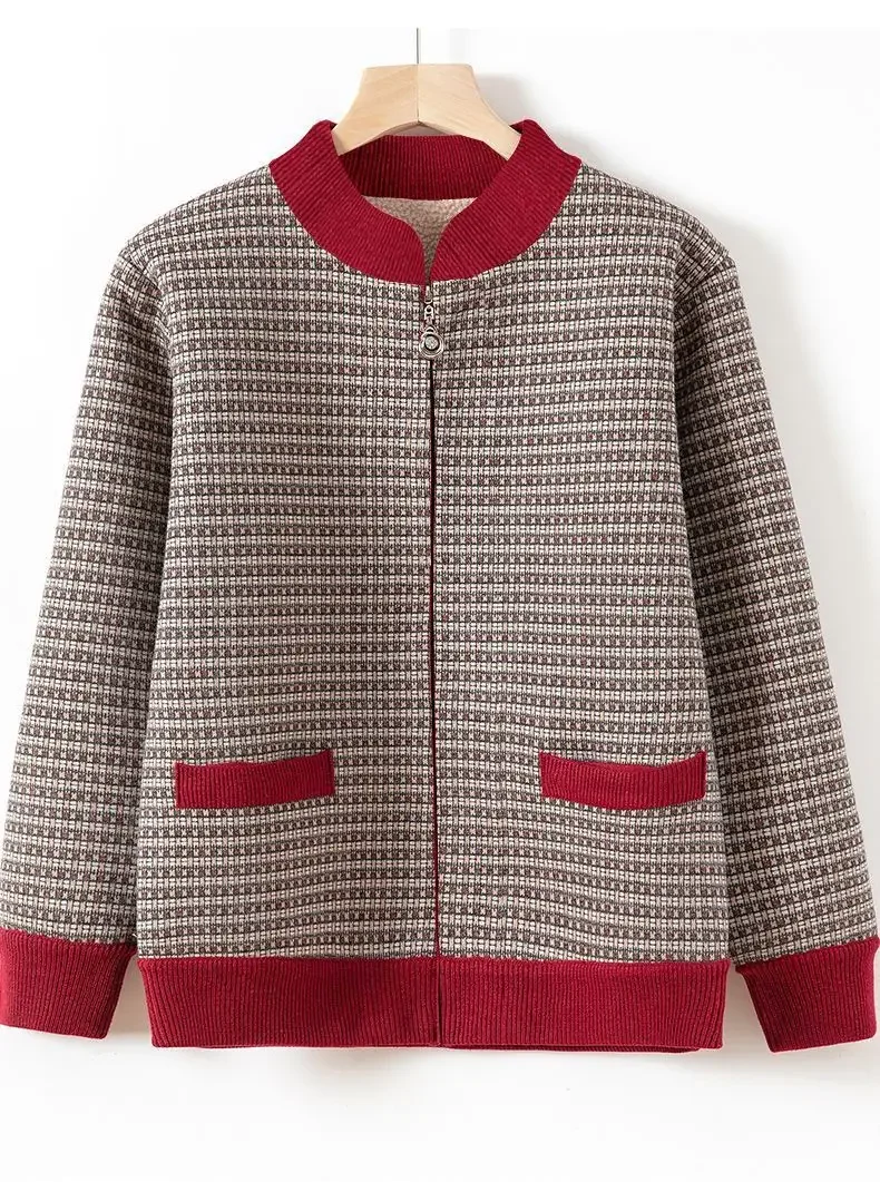 

Top Fashionable Cardigan Long-sleeved Jacket New Style Thickened Velvet Printed Short Warm