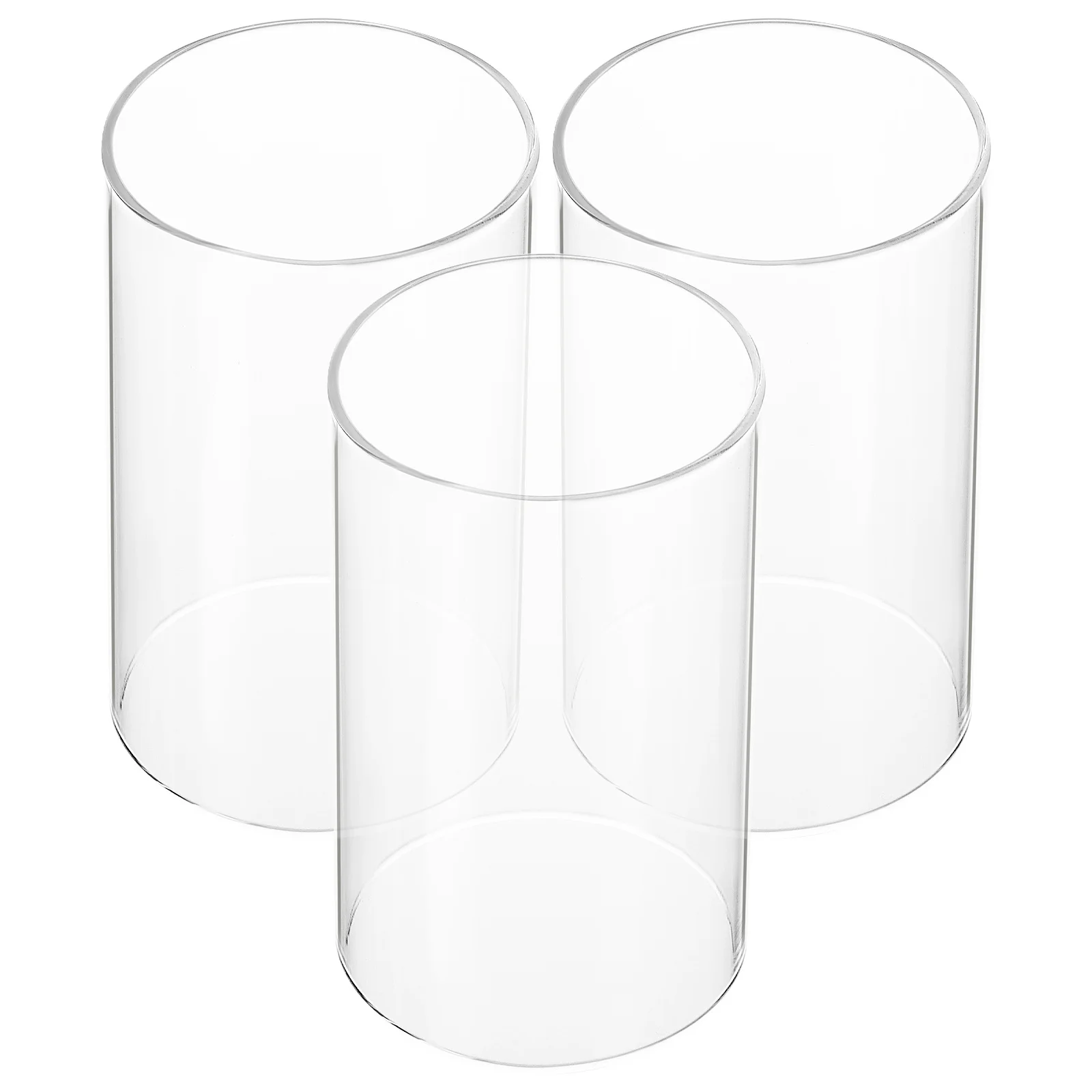 3Pcs Clear Glass Shades Windproof Open Ended Desktop Holders Romantic Decor Windproof Shades for