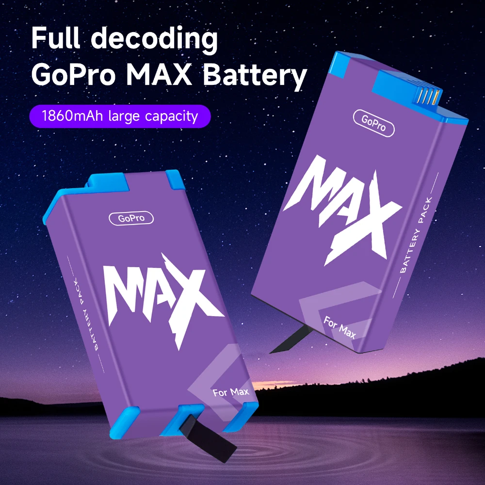 PALO Go Pro Max GOPRO Hero MAX 360° Camera Battery With LCD Charger For Gopro Hero Max 360 Action Camera Batteries Accessories