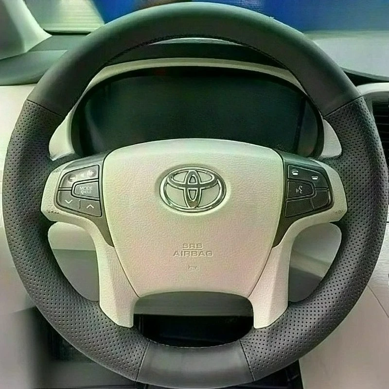 Hand-stitched renovation wear-resistant Non-slip black Leather car steering wheel cover For Toyota Sienna 2011 2012 2013 2014