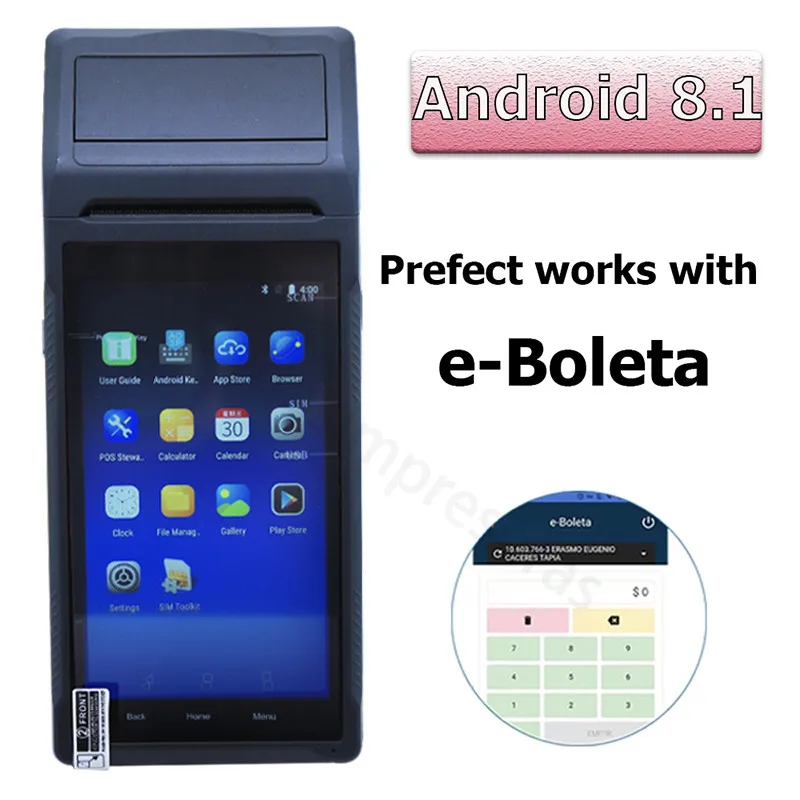 Handheld PDA POS Terminal Printer Q2I Android 8.1 58mm Thermal Receipt Printers 3G NFC Scanner WiFi Mobile SII E-boleta Loyverse