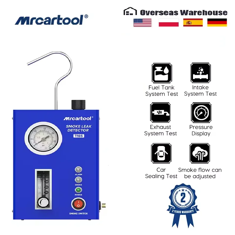 

MR CARTOOL T105 Автомобильный детектор утечек дыма Встроенный воздушный насос EVAP Анализатор утечек труб PK AUTOOL SDT203