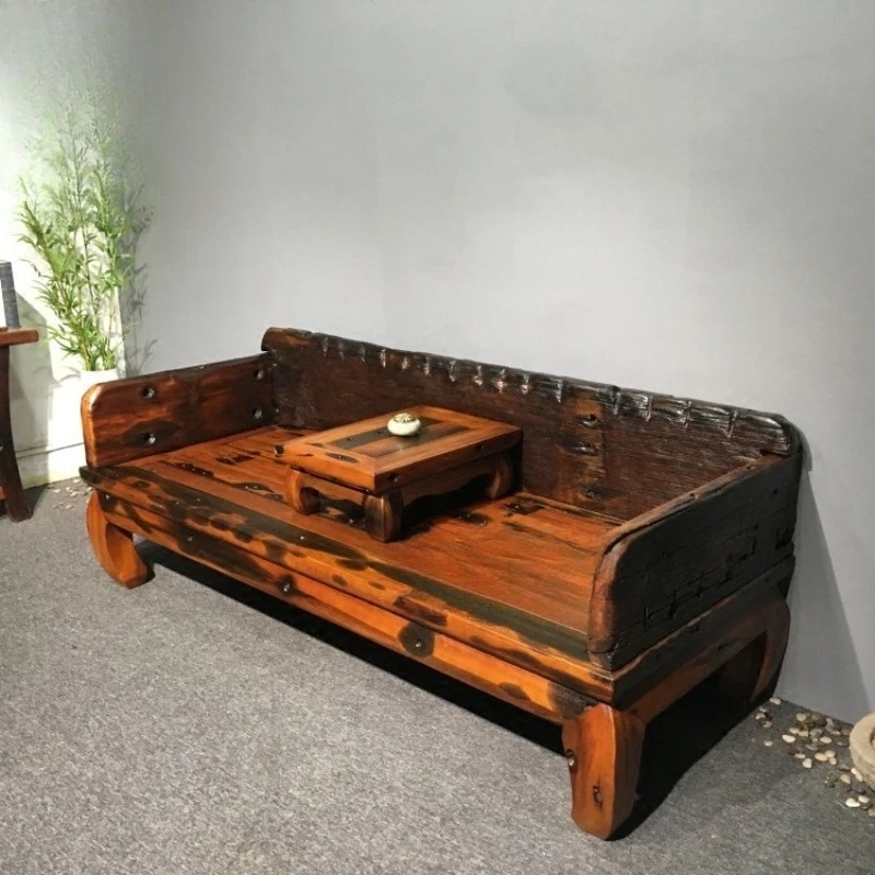 Wabi Sandy Wind Natural Rough Arhat Bed Two-piece Disassembly Bed Living Room Sofa