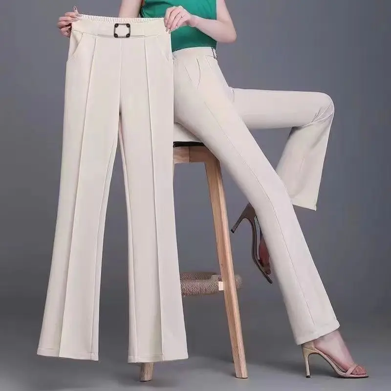 

Women's High Waist Wide Leg Pants, Casual All-Match Trousers, Simplicity Solid Color, Women's Clothing Trend, Spring Fashion