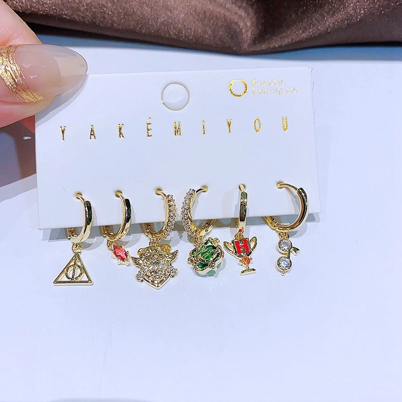 MIGGA Multicolor Cubic Zircon Pendants Dangle Earrings Set New Design Luxury Women Huggies Jewelry