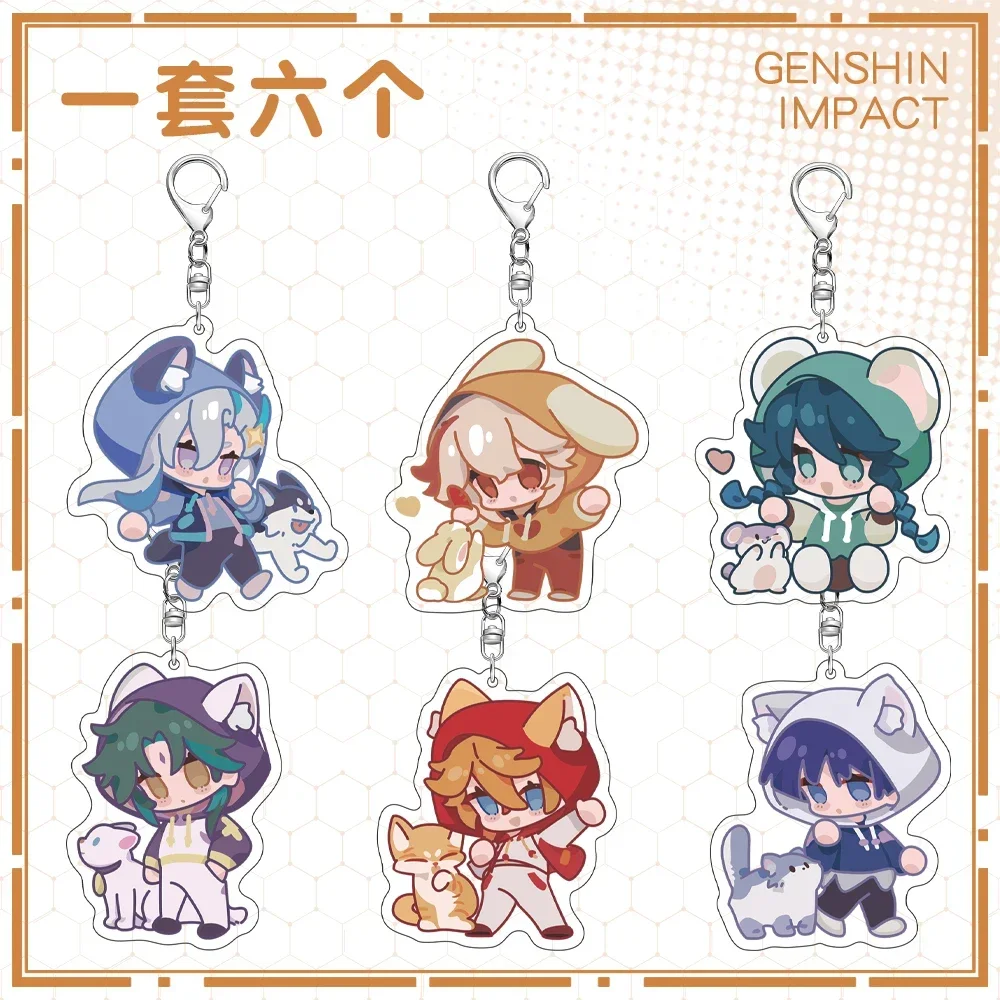 Anime Genshin Impact Tartaglia Venti Xiao Wanderer Neuvillette Kaedehara Kazuha Cosplay Ear series pendant Acrylic Keychain Cute