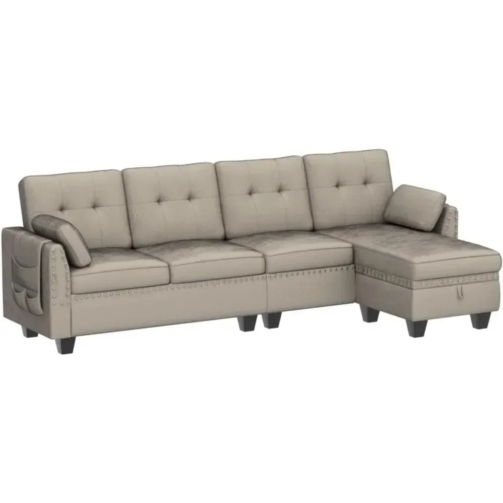 Living Room Sofa, Convertible Sectional Sofas, L-shaped Storage, Ottoman-style Small Space Reversible Sectional Couch