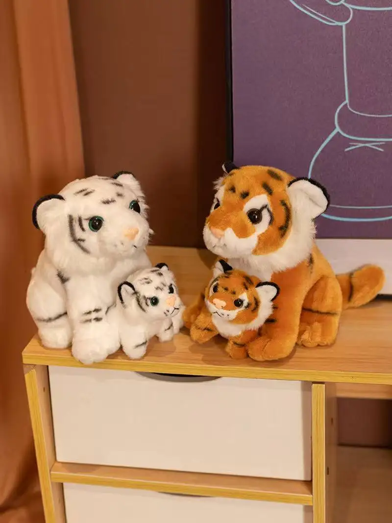 Nieuwste Gesimuleerde Moeder en Zoon Tijger Pop Kawaii Gevulde Knuffel Pop Cartoon Anime Leuke Kussen Kinderen Verjaardagscadeau Pop