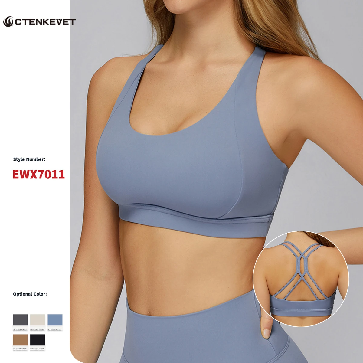 

Ctenkevet Women's Cross-Back Yoga Sports Bra Female Tight-Fitting Sports Underwear Woman's Quick-Dry Running Fitness Sports Top