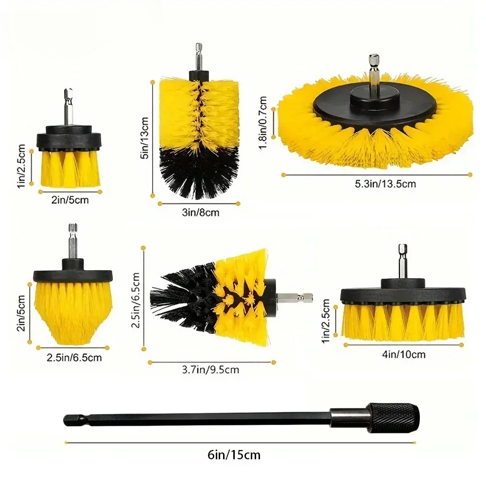 Nylon Round Cleaning Brush Set for Electric Drill High-Density Bristle Carpet And Glass Cleaning Tool Kit. image 2