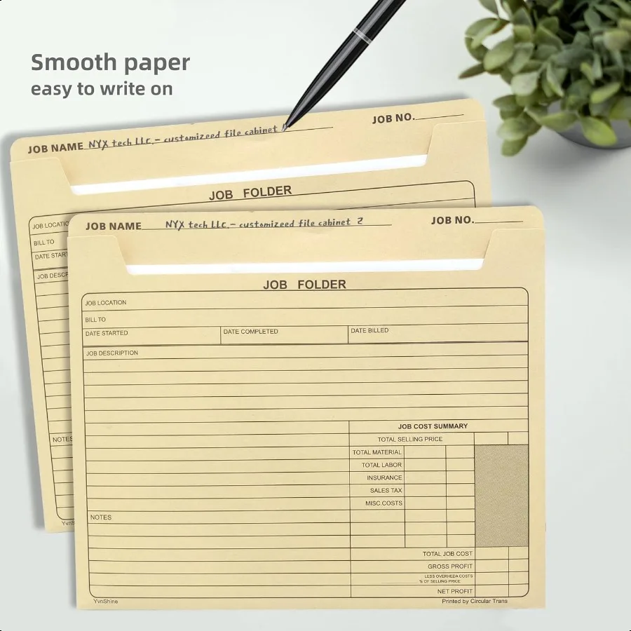 Папки для проектов 12 x 10 дюймов Классические папки Manila для файлов Прочные папки Jecket с предварительной печатью для стоимости отслеживания работы