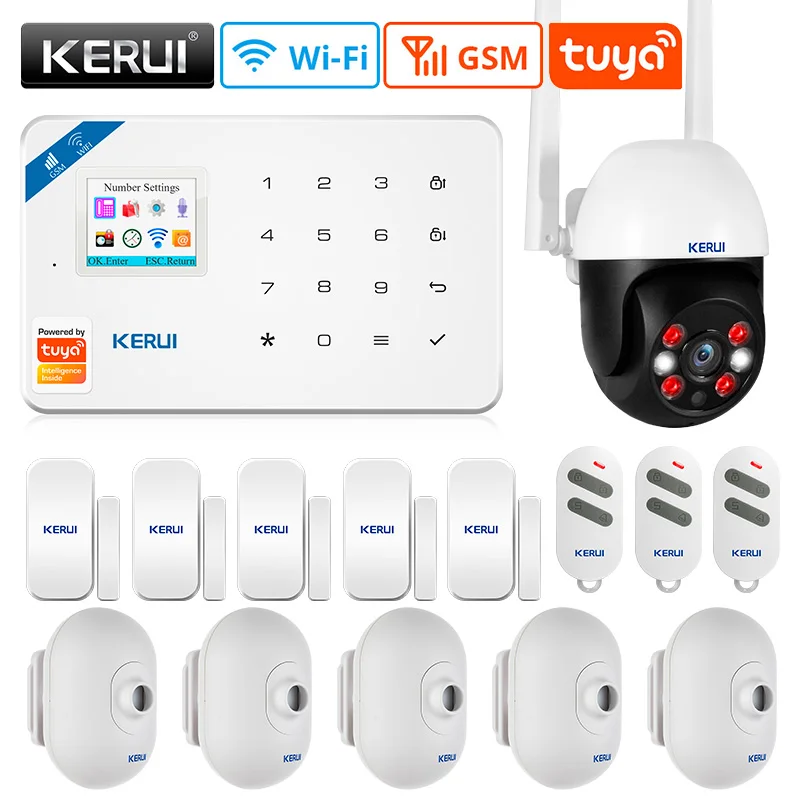 

KERUI W181 Tuya WiFi Hikvision Security Alarm System KIT Mobile APP Connection Security Alarm Siren System Screen Wireless