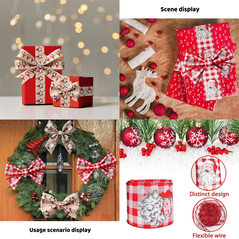 

1 шт., рождественская имитация льняной ленты для DIY банта, елочные украшения, подарок на день рождения, ремешок для коробки