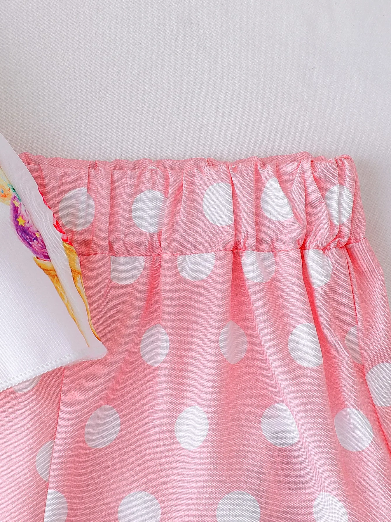2025 Summer New Infant Girl’s Ice Cream Print Strap Top with Polka Dot Shorts, Casual Holiday Two-Piece Set image 6