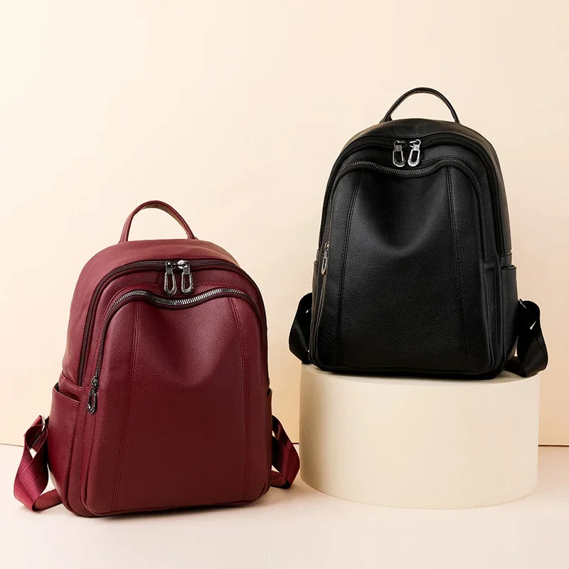 Backpack for Women New Soft PU Leather Bagpack Large Capacity School Bags Girls Female Travel Shoulder Bags Bookbag Designer