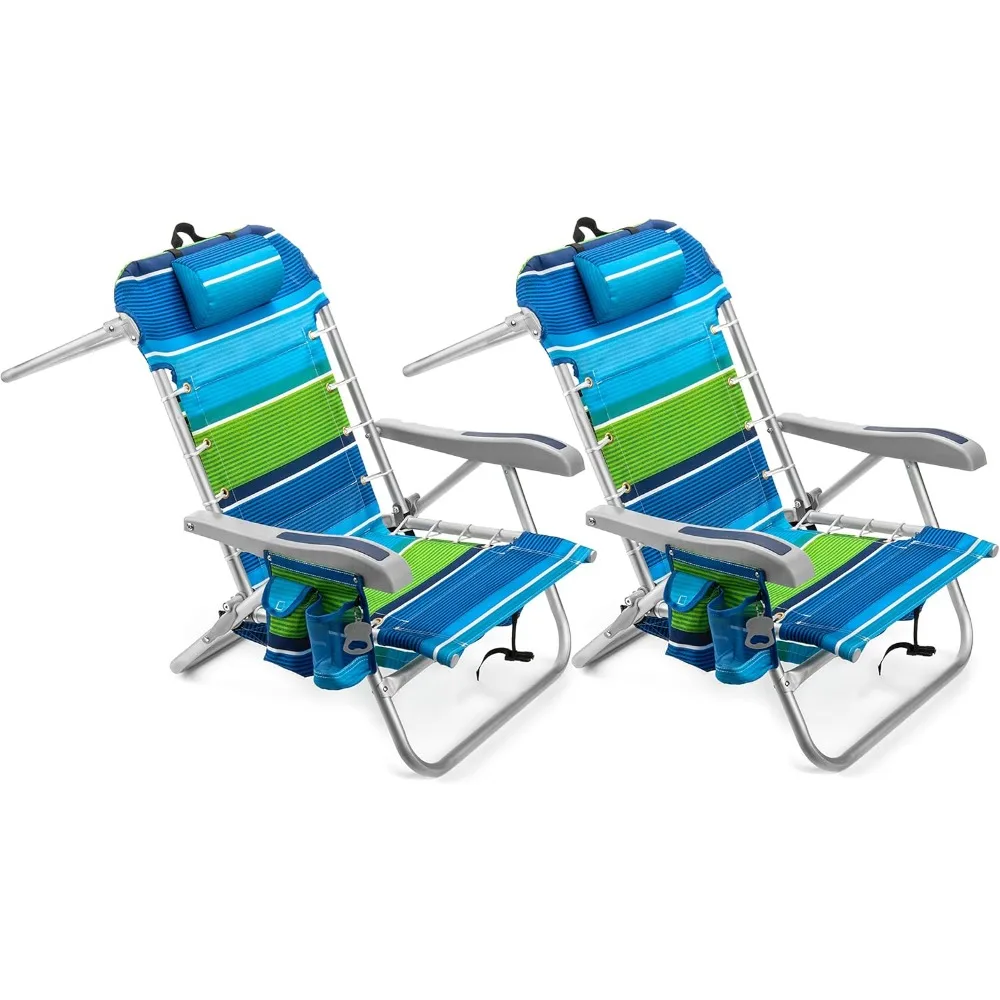 

Homevative Cooler+ Folding Backpack Beach Chair with 5 Positions, Towel bar, XL Cooler Pouch, Storage Net, Cup and Phone Holder