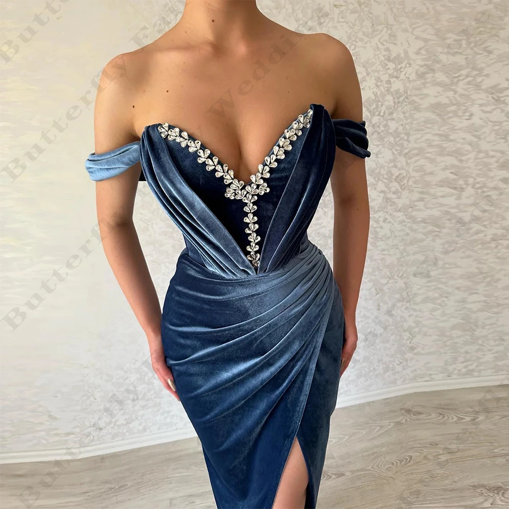 Gorgeous Evening Dresses For Women Elegant Sexy Off Shoulder With Sleeves And High Slit Beautiful Mopping Party Prom Gowns 2024