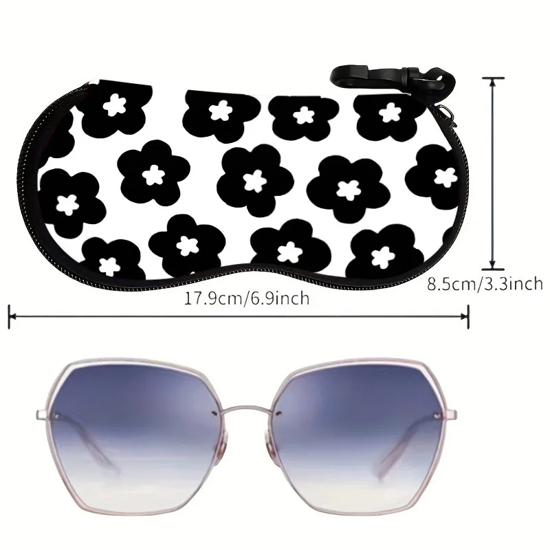 1 Stück weiches Sonnenbrillenetui mit Reißverschluss, tragbares Brillenetui mit Karabinerhaken für Reisen, Outdoor und den täglichen Gebrauch – Detail 1