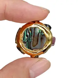 10 PCS Abalone Shell Tourmaline Coin Shape Beads Connector Jewelry Accessory