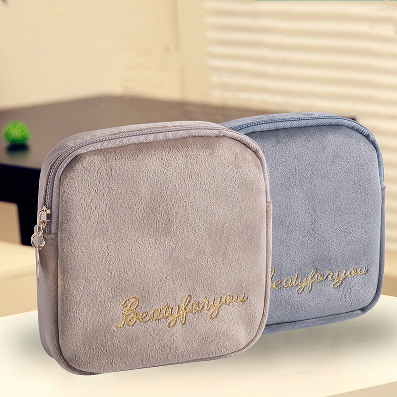 Diaper Sanitary Napkin Storage Bag Canvas Pad Makeup Bag Coin Purse Jewelry Organizer Credit Card Pouch Case Tampon Packaging