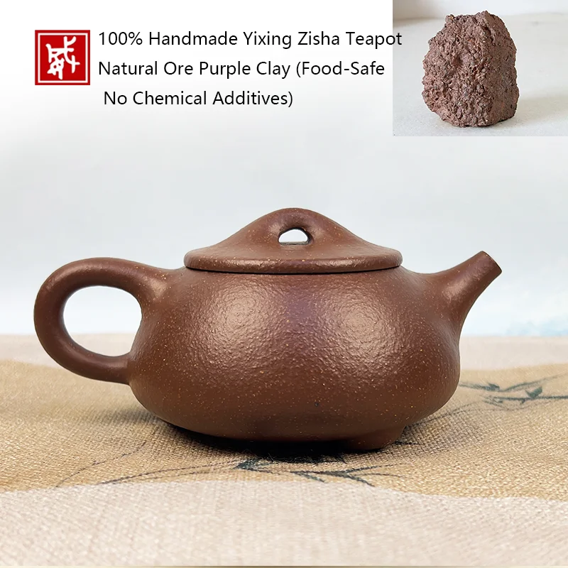 Handmade Yixing Zisha Shi Piao Teapot 290ml Natural Ore Purple Clay Traditional Chinese Gongfu Tea Ceremony Food-Grade Clay Tea