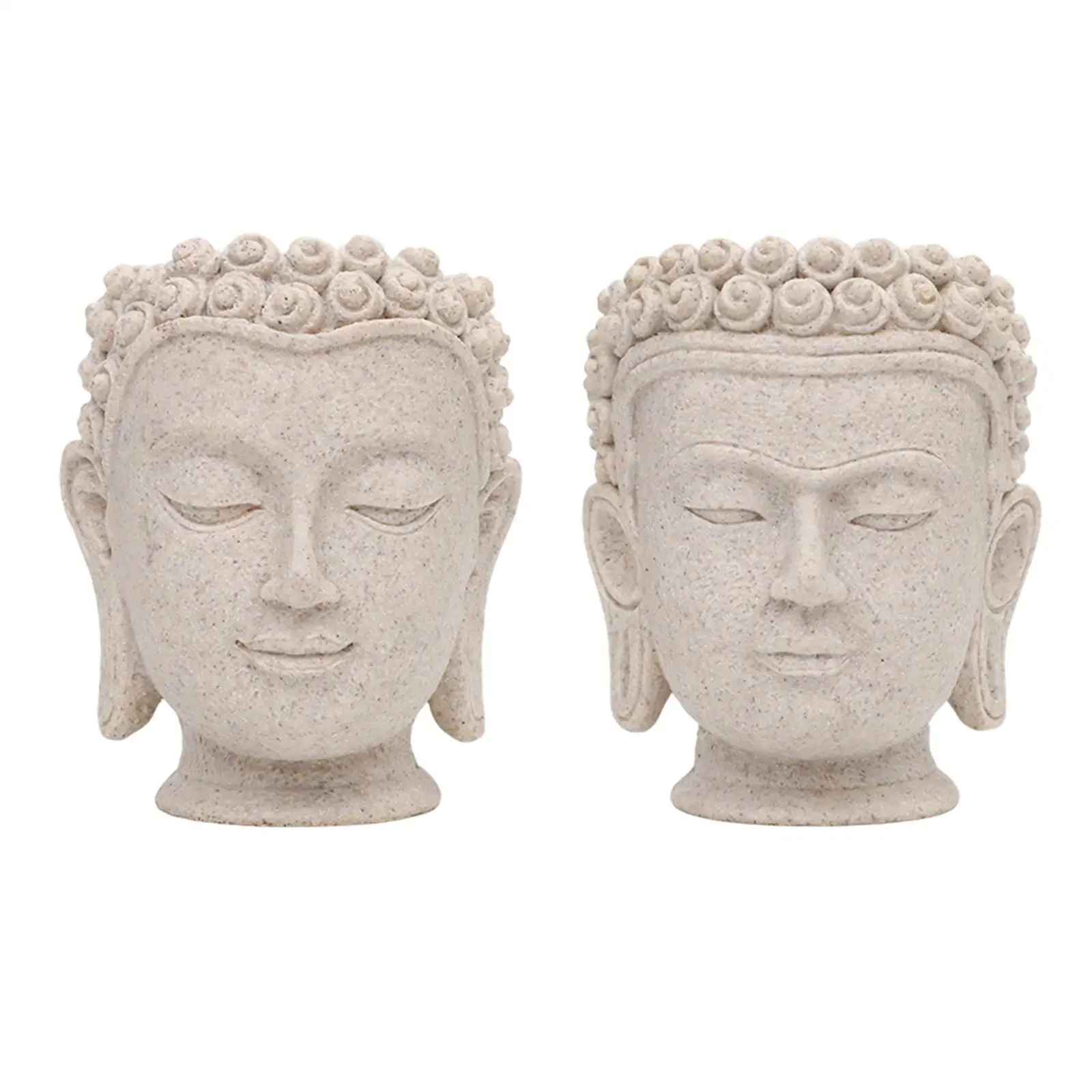 Buddha Head Flowerpot Resin Planter with Drainage Hole Indoor Outdoor Use for Home Desk Patio Garden Landscape Ornament