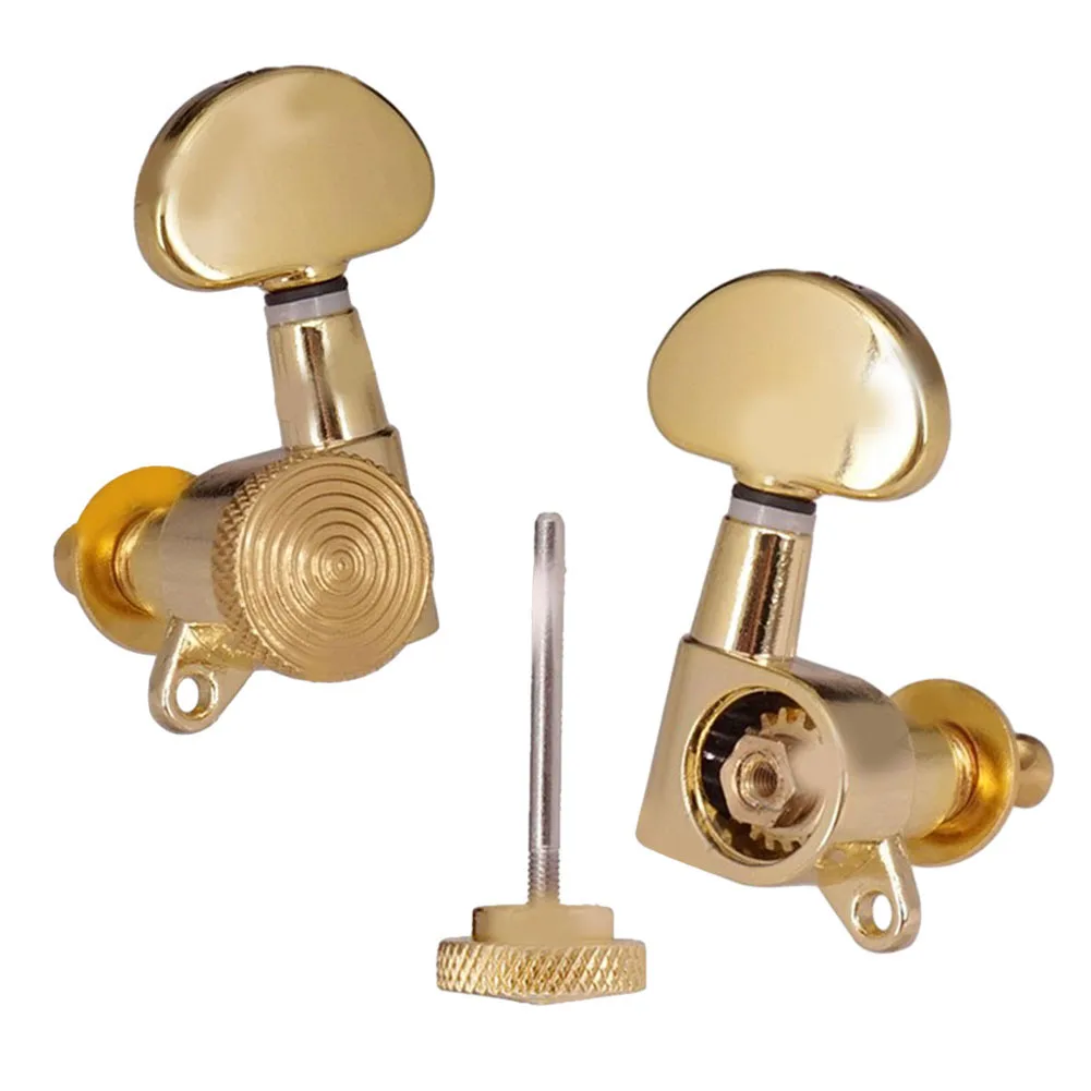 Auto Locking Guitar Tuning Pegs Set of Gold Machine Heads for Acoustic and Electric Guitars (3 Right + 3 Left)