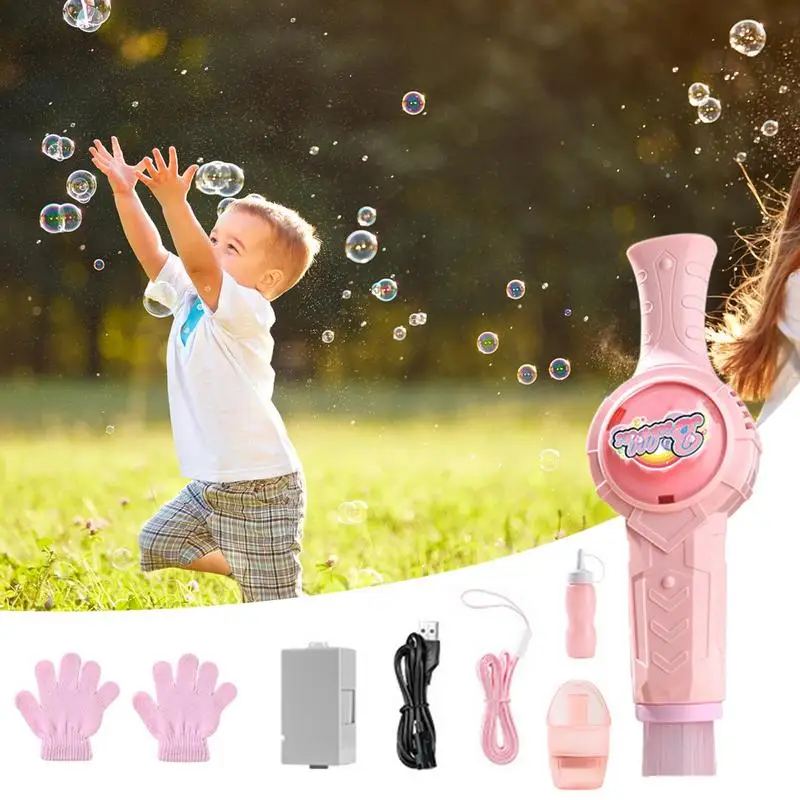 Máquina automática de bolhas para crianças, máquina automática de bolhas recarregável para jogos de quintal, brinquedos interativos para crianças e adultos