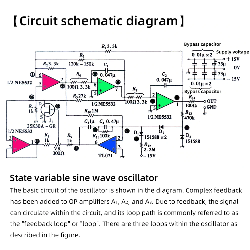 1KHz Sinuswellen-Signalgenerator, Verzerrungsfreie Oszillatorschaltplatine mit Einstellbarer Versorgungsspannung – Detail 4