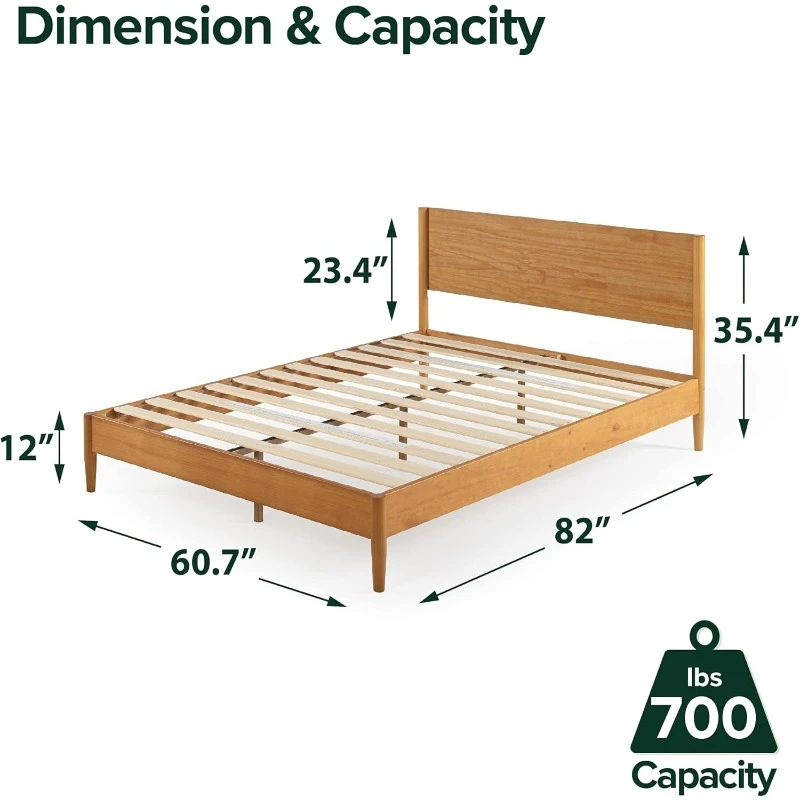 Allen Mid Century Wood  Wood Slat Support, No Box Spring Needed, Easy Assembly,home.