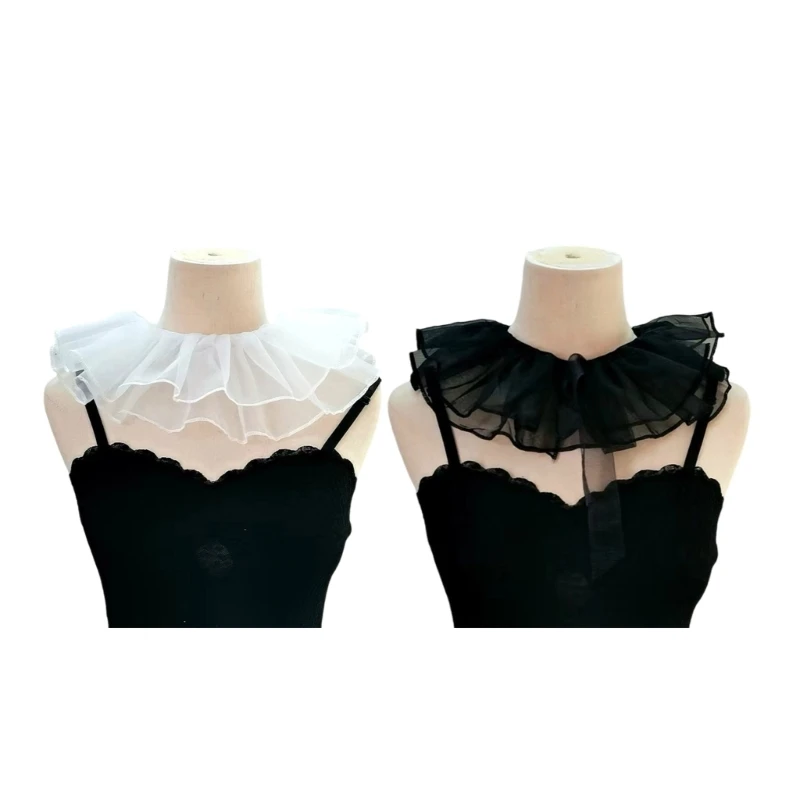 

Girls Sheer Ruffled Collar Drama Distinctive Aesthetics Victorian Dropshipping