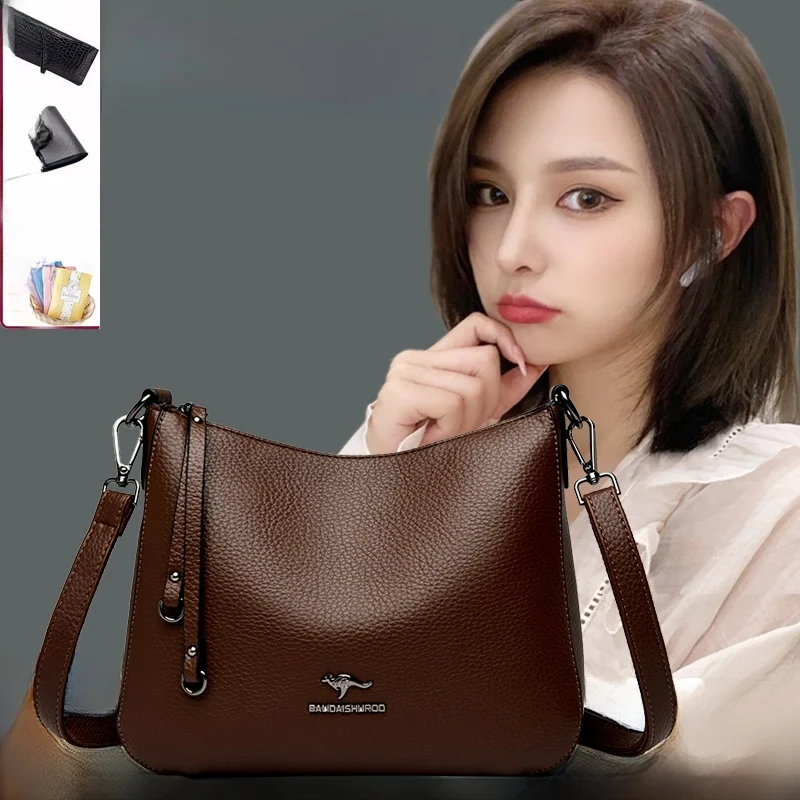 

Кожаная диагональная сумка, женская большая сумка для мамы среднего возраста, сумка на одно плечо, сумка подмышками, нейлон для поездок на работу