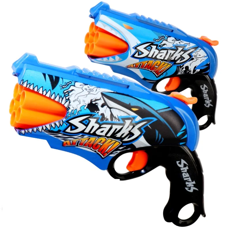 Kinder Air Soft Bullet Gun Spielzeug Graffiti Shark Farbschema 6-Runde Automatische Sichere Outdoor Schießen Sport Kinder Jungen geschenke – Detail 1