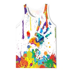 3D Painting Graffiti Printed Tank Top Gym Clothing Men Summer Streetwear Basketball Vest Quick Drying Sleeveless Tshirt y2k Tops