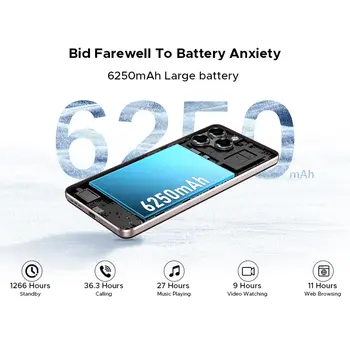 全球版 DOOGEE Note58 Pro 智慧型手機,6.75 吋高清+顯示屏,8GB 運行內存,256GB 機身存儲,6250mAh 大容量電池,支援 NFC,安卓 15 系統 6 最佳銷售 智慧型手機 - №6