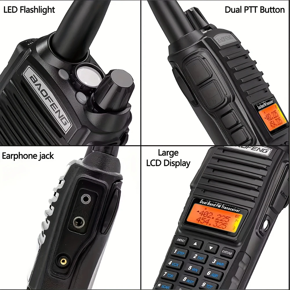 Baofeng High Power 5W/8W UV-82 Dual PTT Walkie Talkie Dual Band VHF UHF FM Amateur Radio 2000mAh Battery 10KM Lange Ham radio