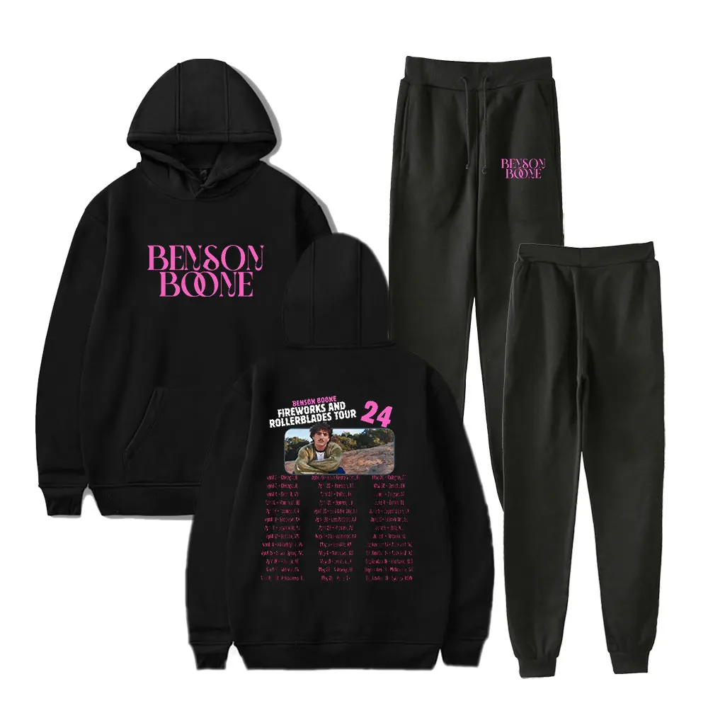 

Benson Boone Merch Fireworks and Rollerblades 2024 Tour Hoodie Suit Pocket Drawstring Hoodie Streetwear Hip Hop 2 Pieces Sets