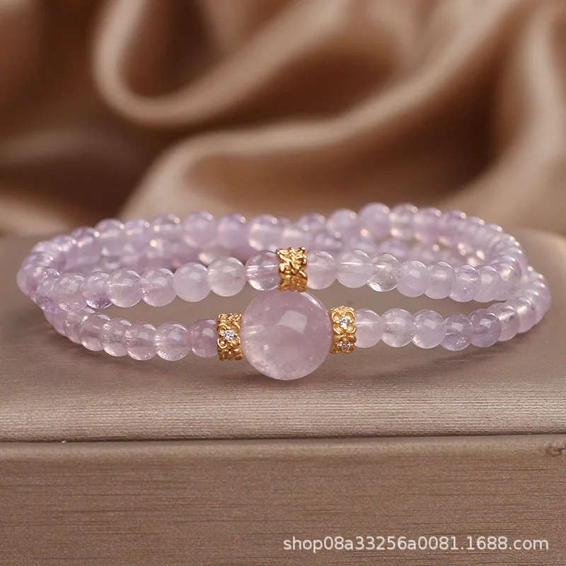 

Женский легкий роскошный элегантный изысканный двухслойный браслет из бисера с натуральным аметистом и кругом для лучшего друга